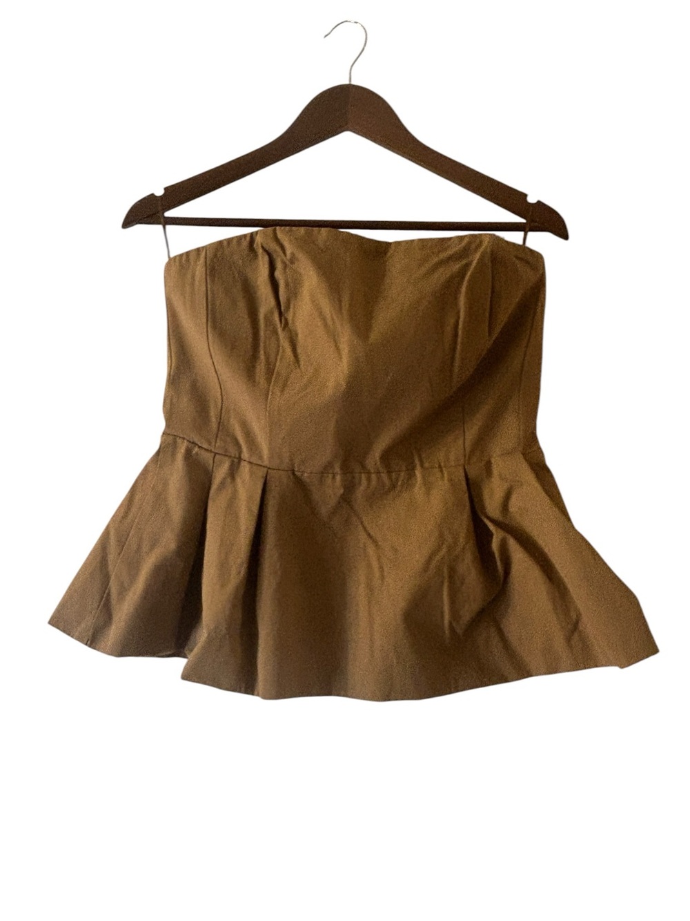 Line & Dot Strapless Peplum Top Brown Cotton Bustier NWT Size L Date Night Party